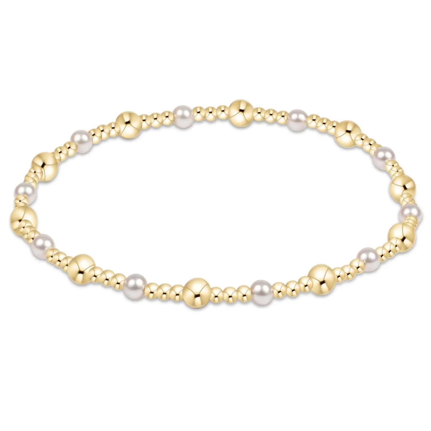 eNewton Classic Pearl Gold Sincerity 4mm Bead Bracelet