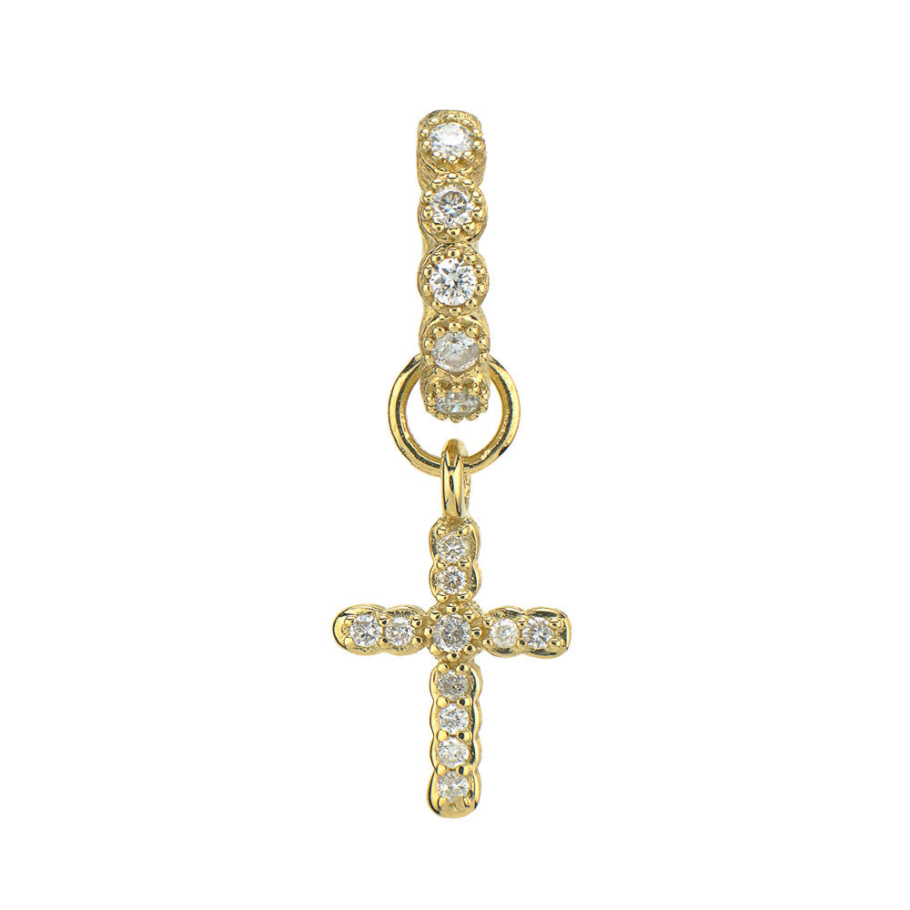 SINGLE | Petite Pave Diamond Cross Charm YG