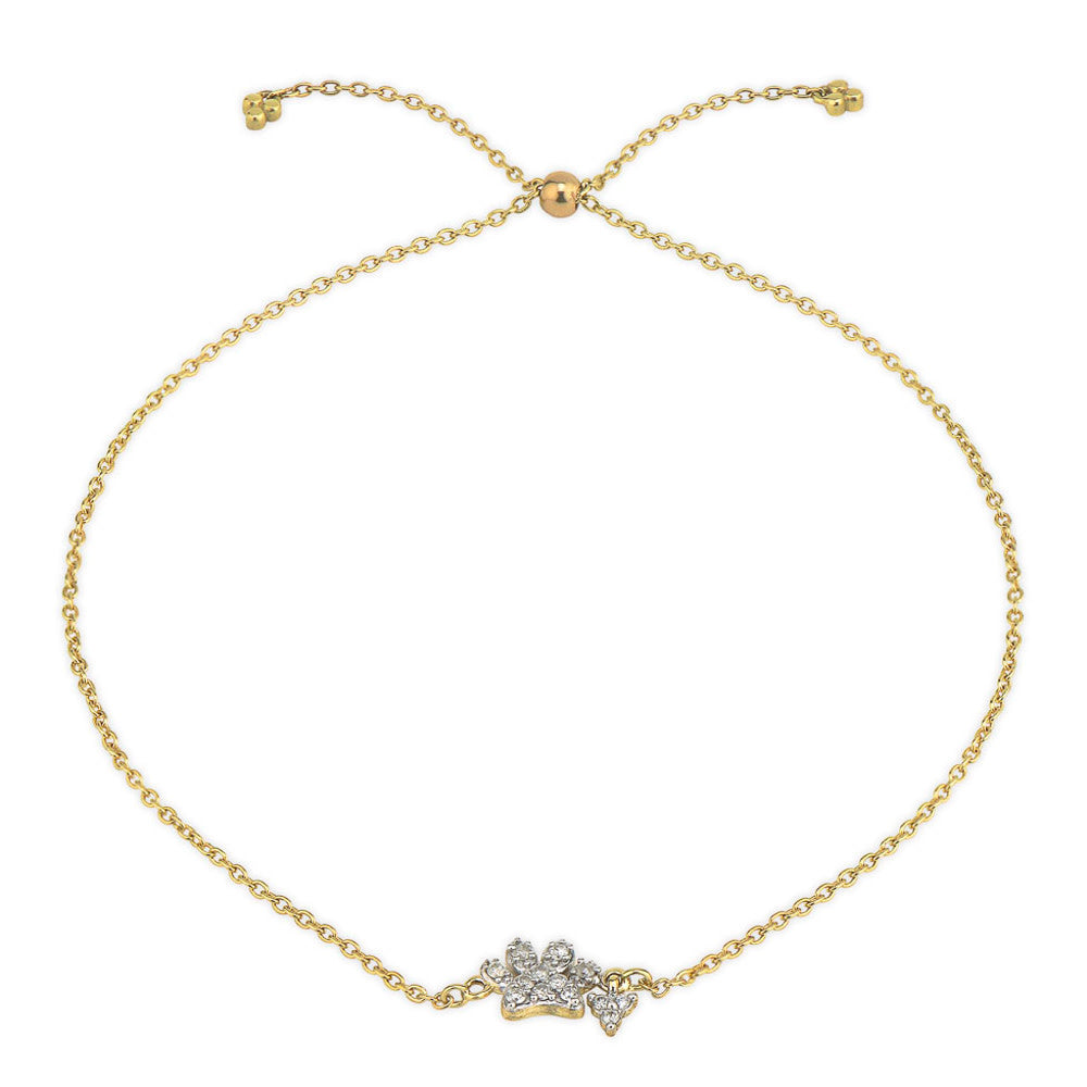 Petite Pave Paw Chain Bracelet White Gold