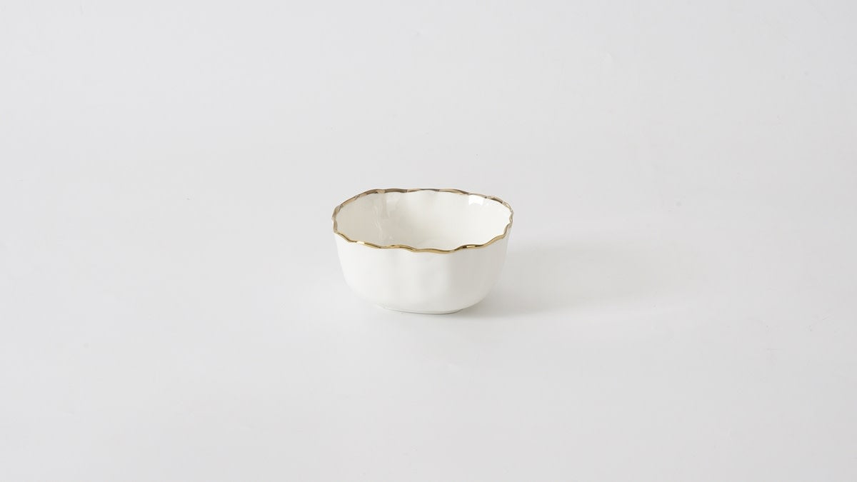 Porcelain + Gold Titanium Snack Bowl | 4x2in