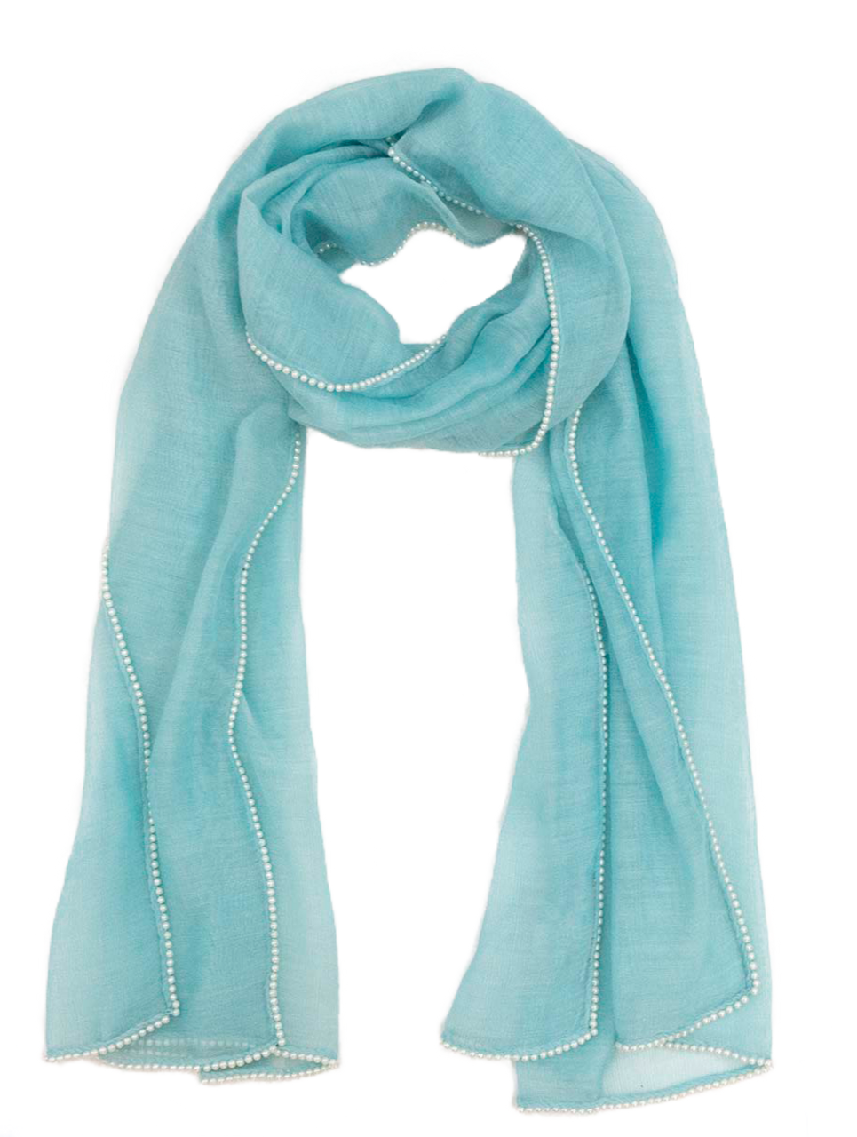 Breezy Wool + Silk Scarf With Pearls | Ice