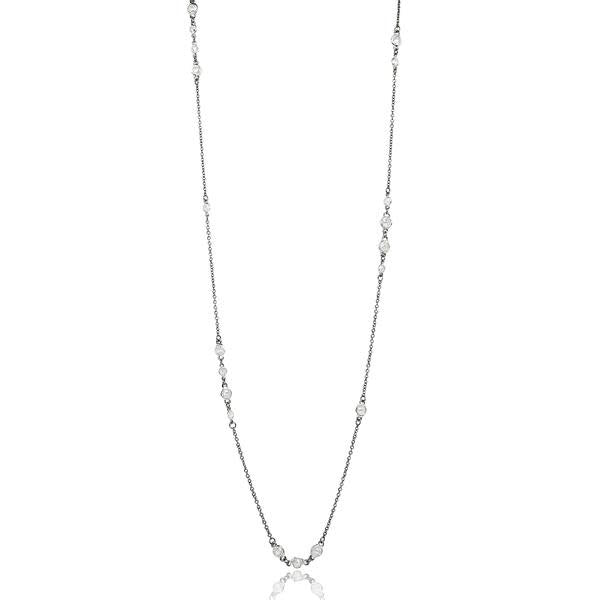 Cluster Bezel Wrap Necklace Silver