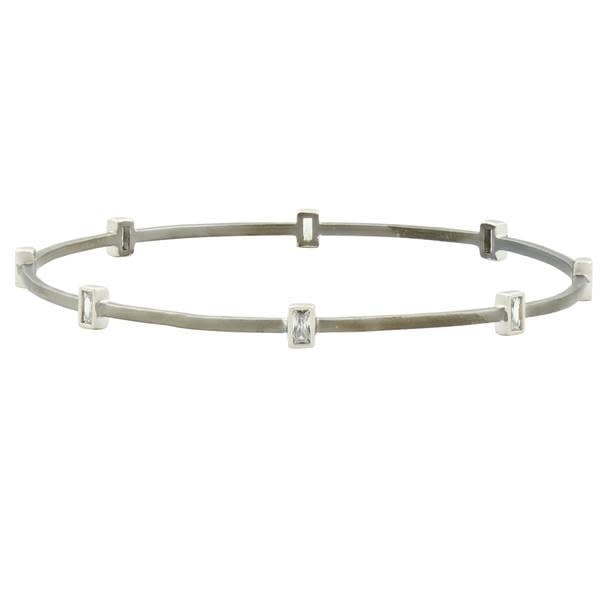 Signature Square Station Bangle - Silver