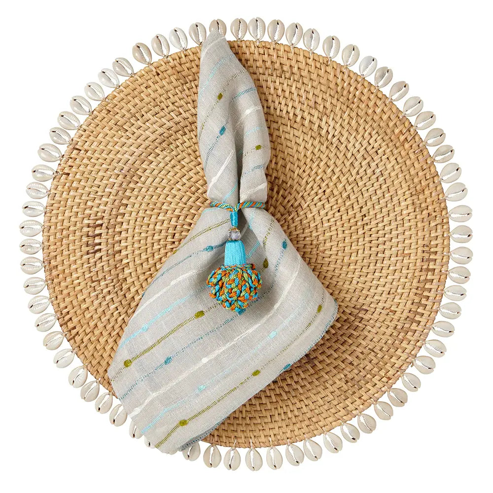 Rattan + Shell Placemats Set of 4|Beige