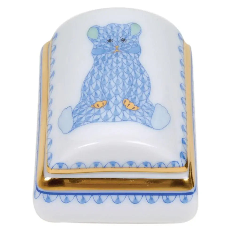 Herend Tooth Fairy Box | 1.75in Blue Bear