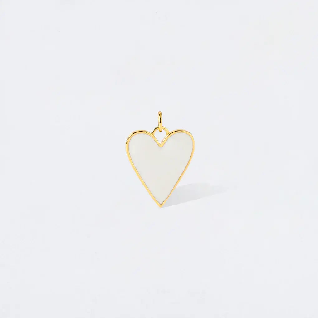 Large White Heart Charm Pendant