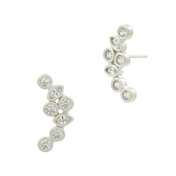 Geo Stone Radiance Climber Earrings Silver