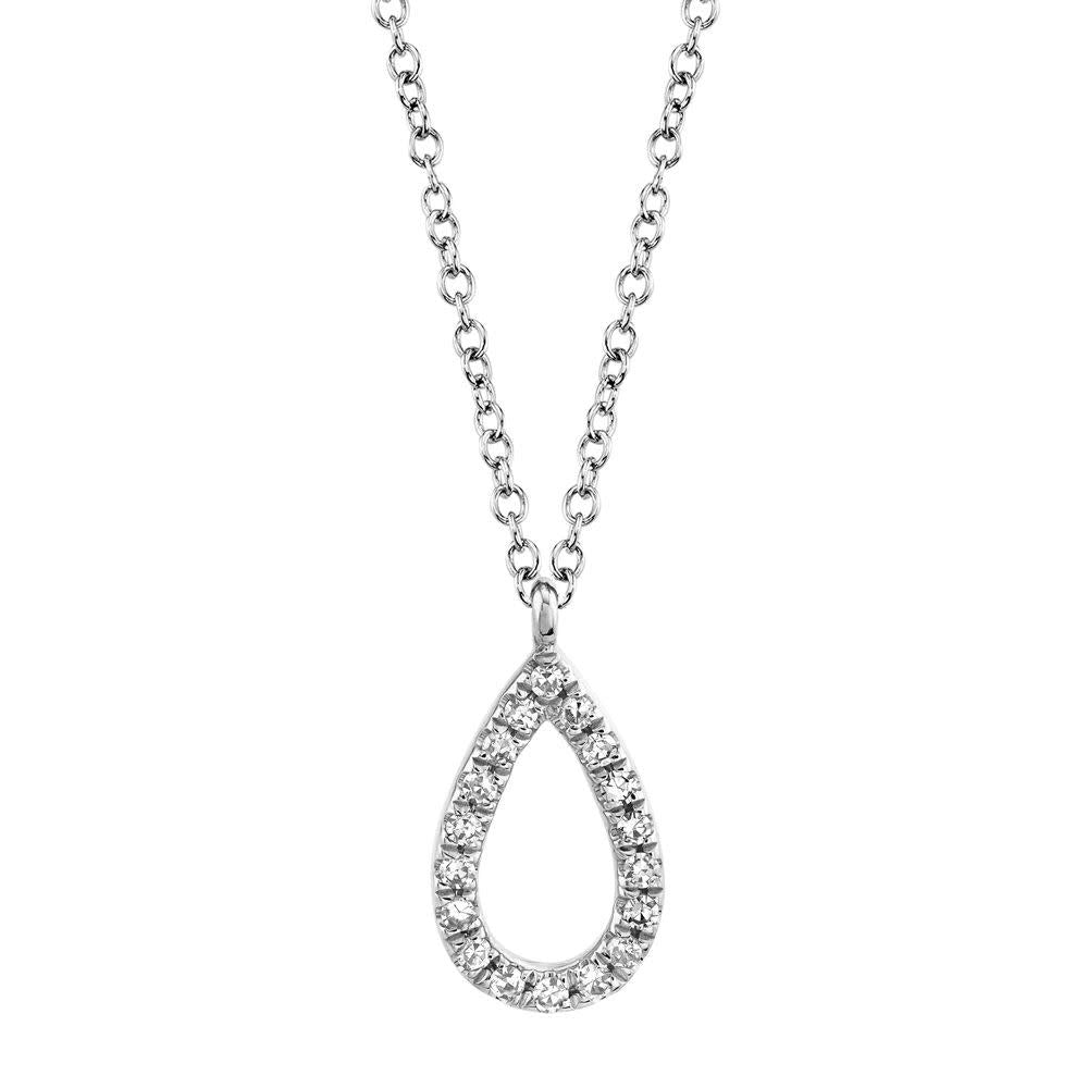 0.06Ct 14K WG Diamond Pear Necklace
