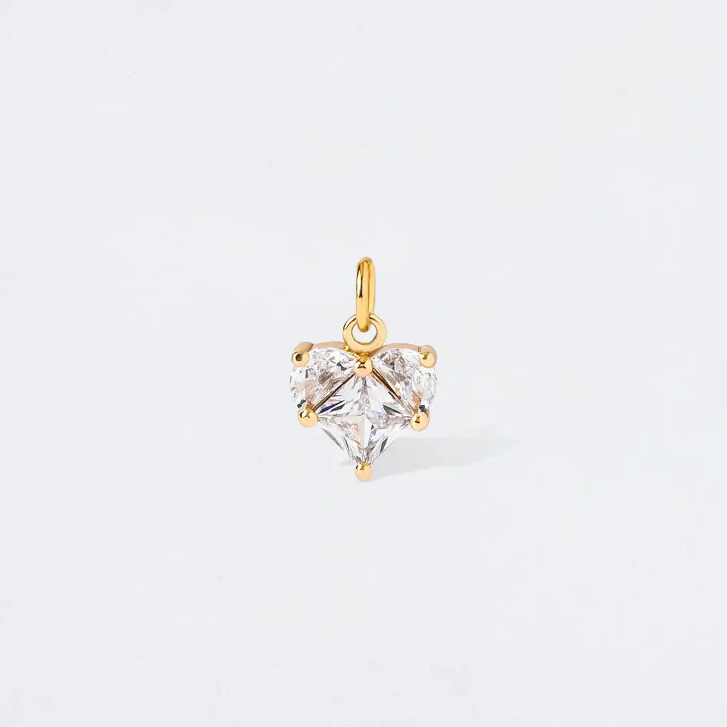 Gold Crystal Heart Charm Pendant