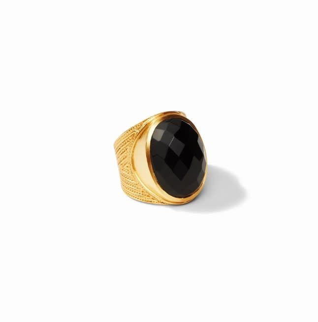 Verona Statement Ring Gold Iridescent Chalcedony Blue - Size 8 (Adjustable)