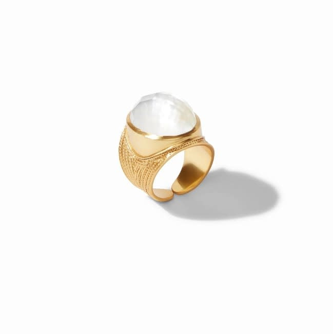 Verona Statement Ring Gold Iridescent Chalcedony Blue - Size 8 (Adjustable)