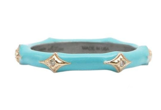 Turquoise Enamel Crivelli Stack Band Ring
