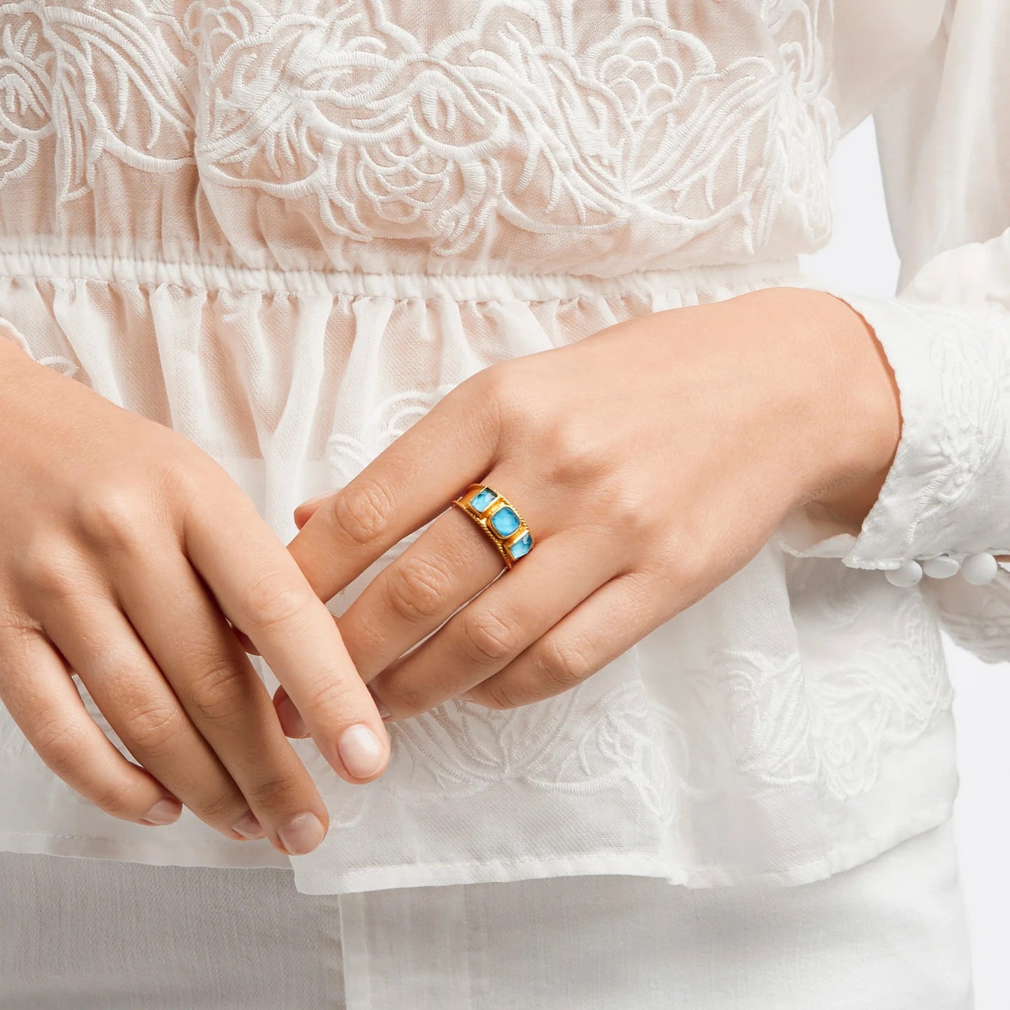 Savoy Ring Gold | Iridescent Pacific Blue Size 6/7