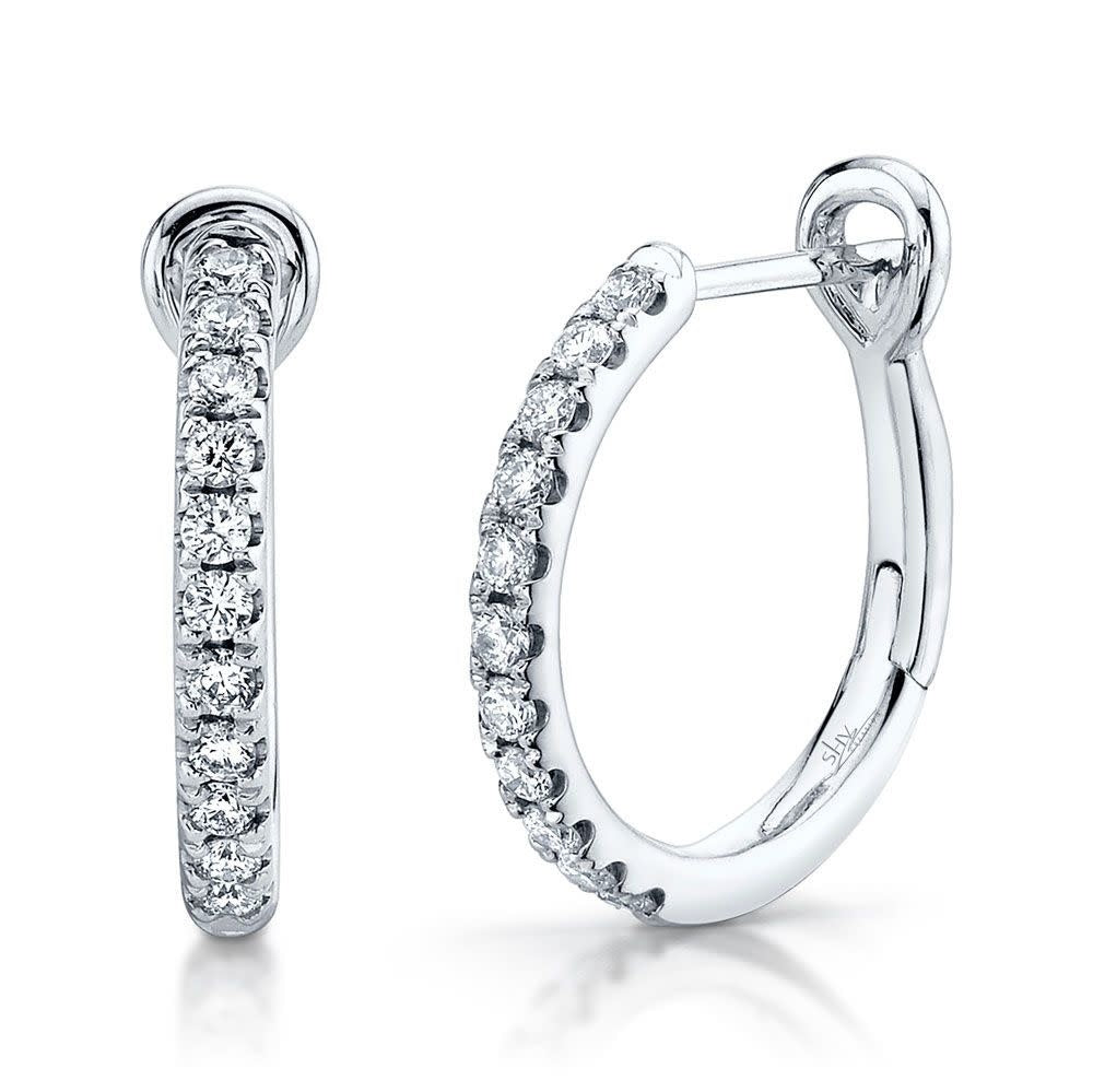 0.26Ct 14K WG Diamond Hoop Earring