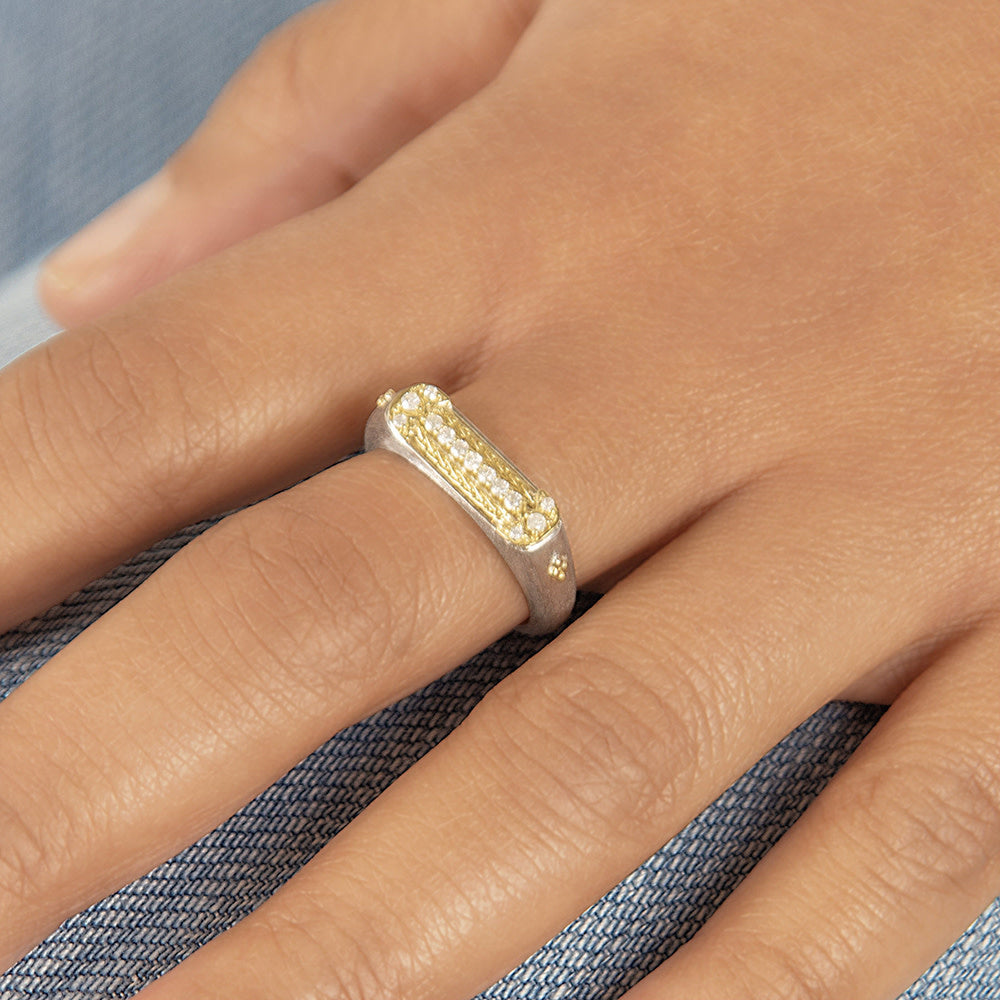 Mixed Metal Woven Rope Chain Ring