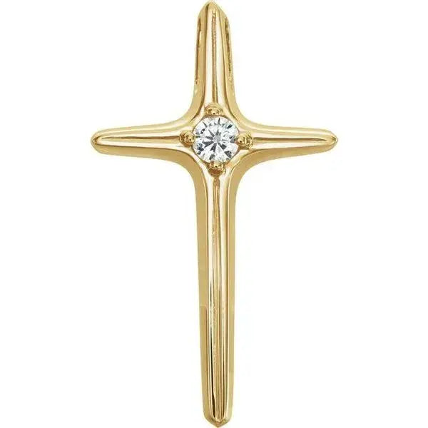 Crystal Center Pointed Cross Charm Pendant