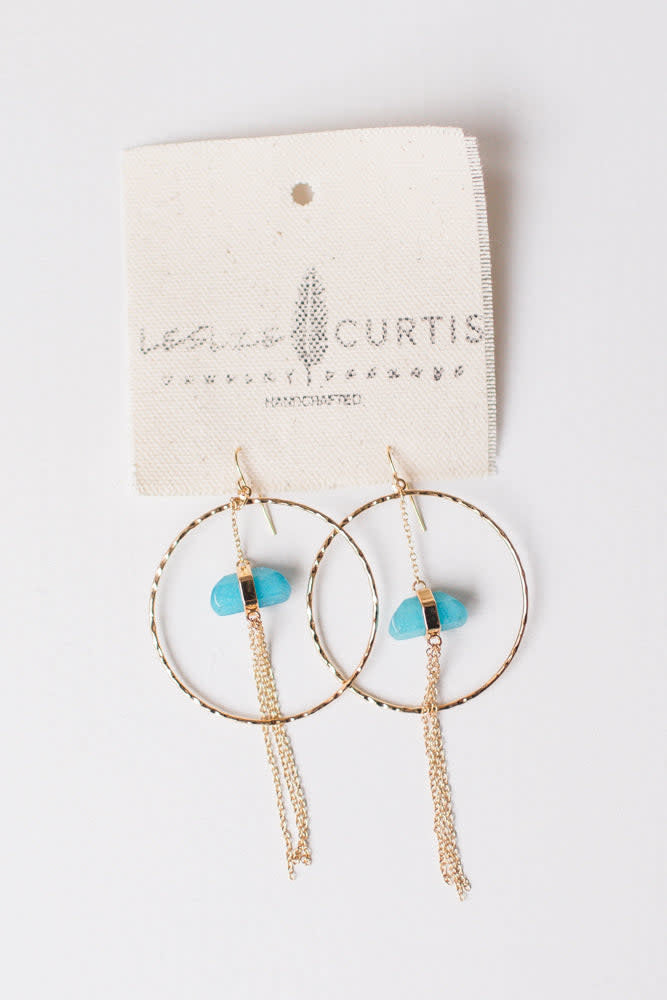 Rae Gold Hammered Aqua Earrings