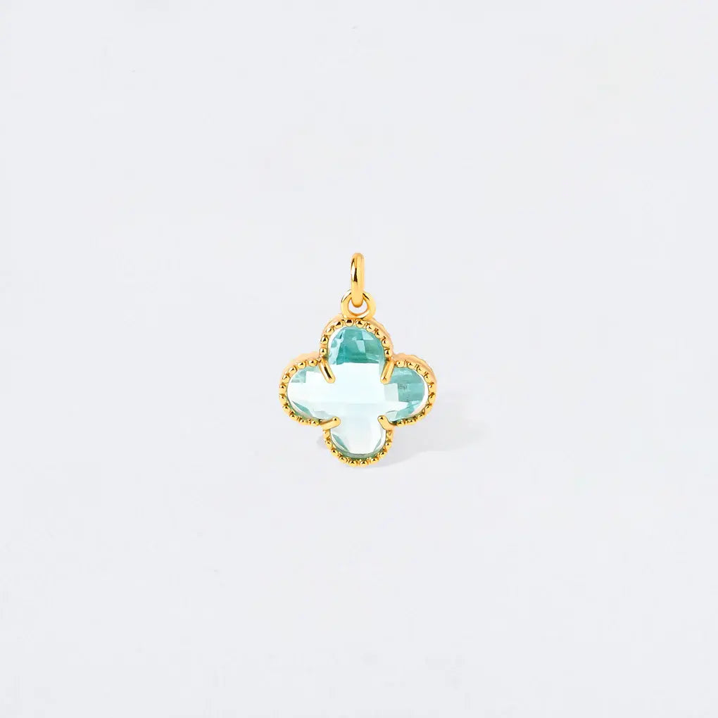 Ocean Blue Puff Clover Charm Pendant