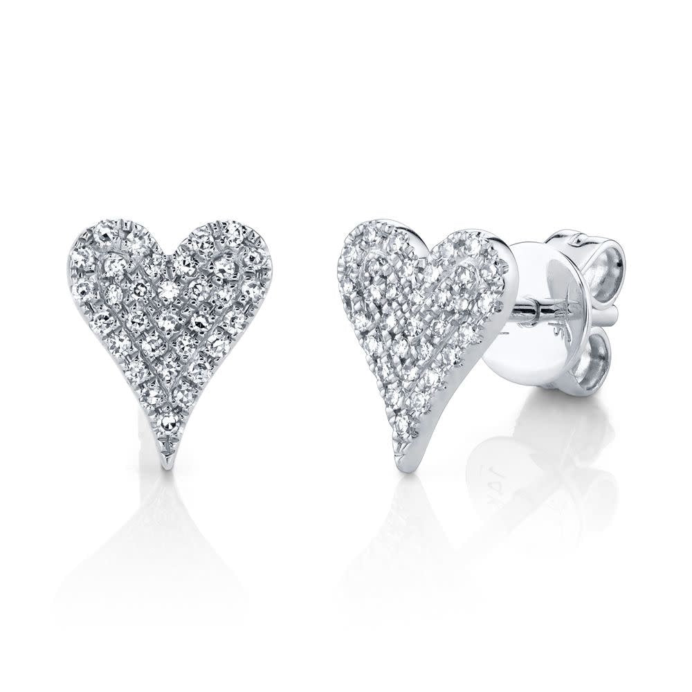 0.14Ct 14K WG Diamond Pave Heart Stud Earring