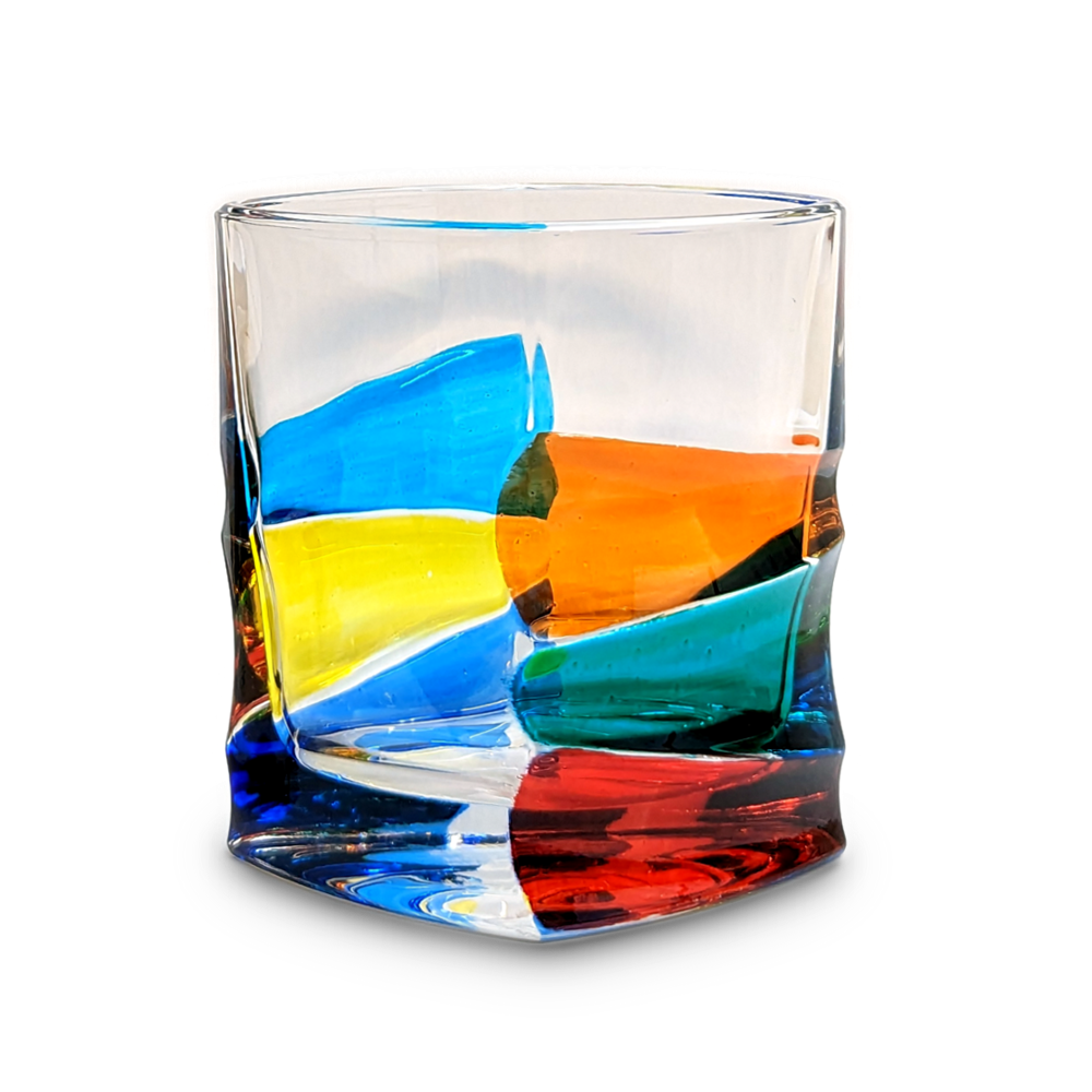 Murano Italian Crystal Whiskey DOF Glass | Strokes Rainbow