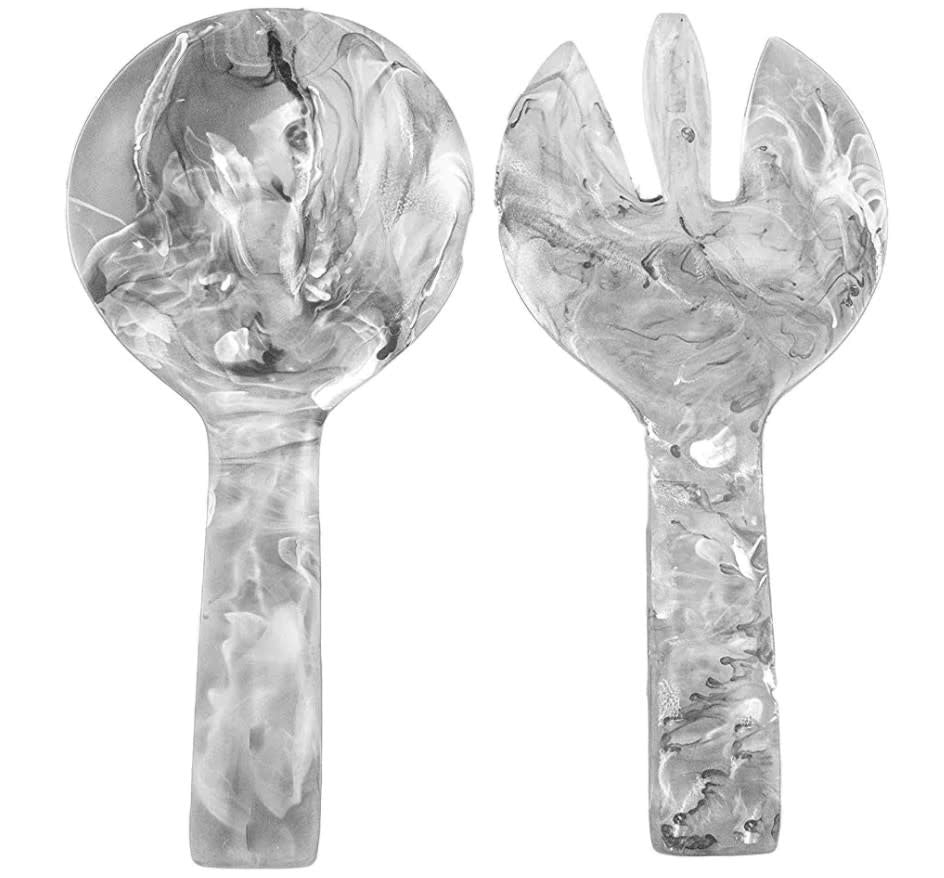 Resinware Handcrafted Salad Server Set | Short Handle 7.87in