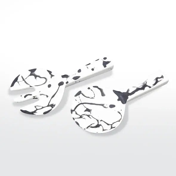 Resinware Handcrafted Salad Server Set | Short Handle 7.87in
