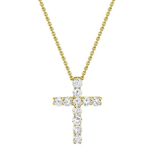 Diamond Cross Necklace | 14k Yellow Gold .32c