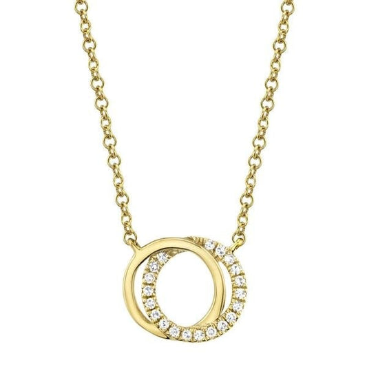 0.07Ct 14K YG Diamond Love Knot Circle Necklace