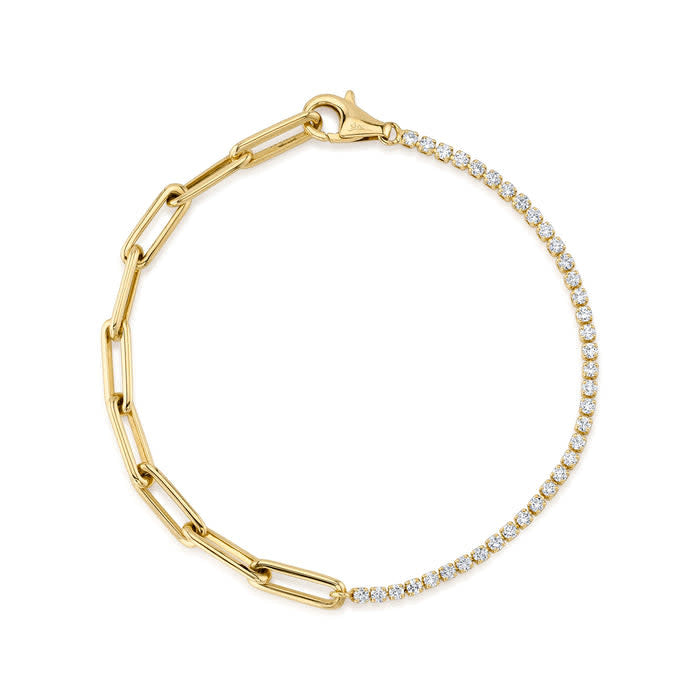 0.78Ct 14K YG Diamond Paper Clip Link Bracelet