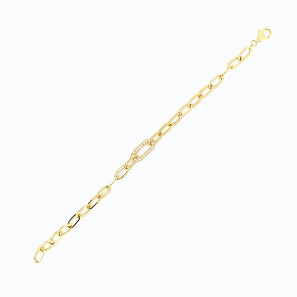0.20Ct 14K YG Diamond Paper Clip Link Bracelet
