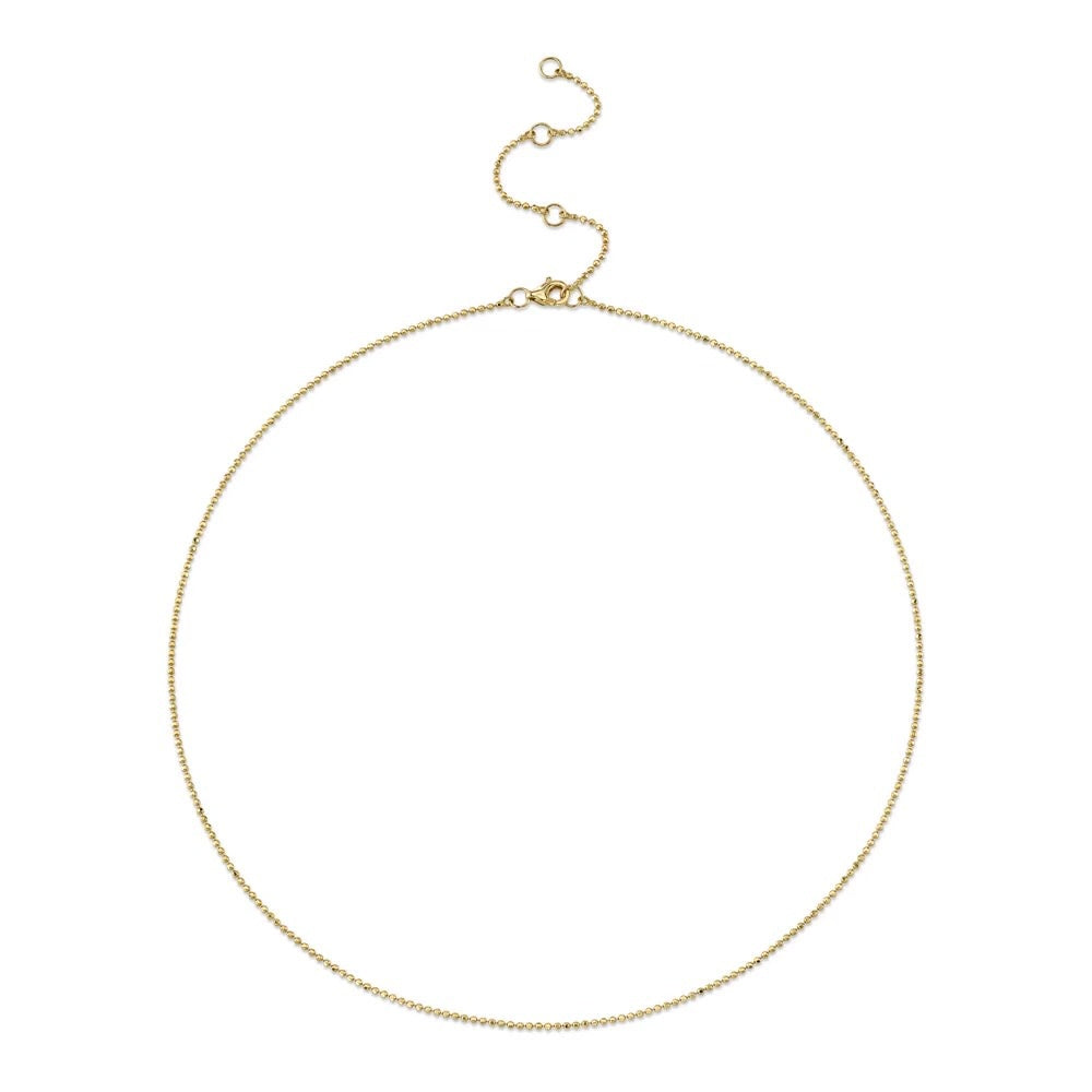 Faceted Bead Ball Chain Necklace | 14k Yellow Gold