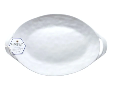 Bianco Per Tutti Large Two Handled Oval Serving Platter | White 18in