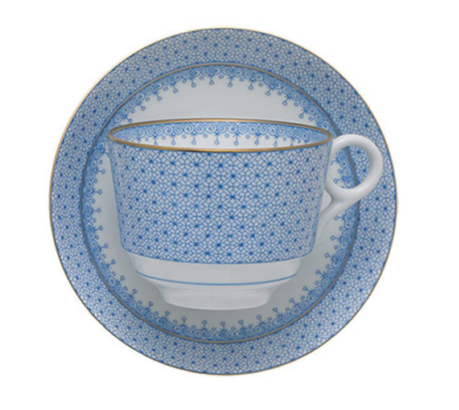 Mottahedeh Cornflower Lace Tea Cup + Saucer | 2.75in
