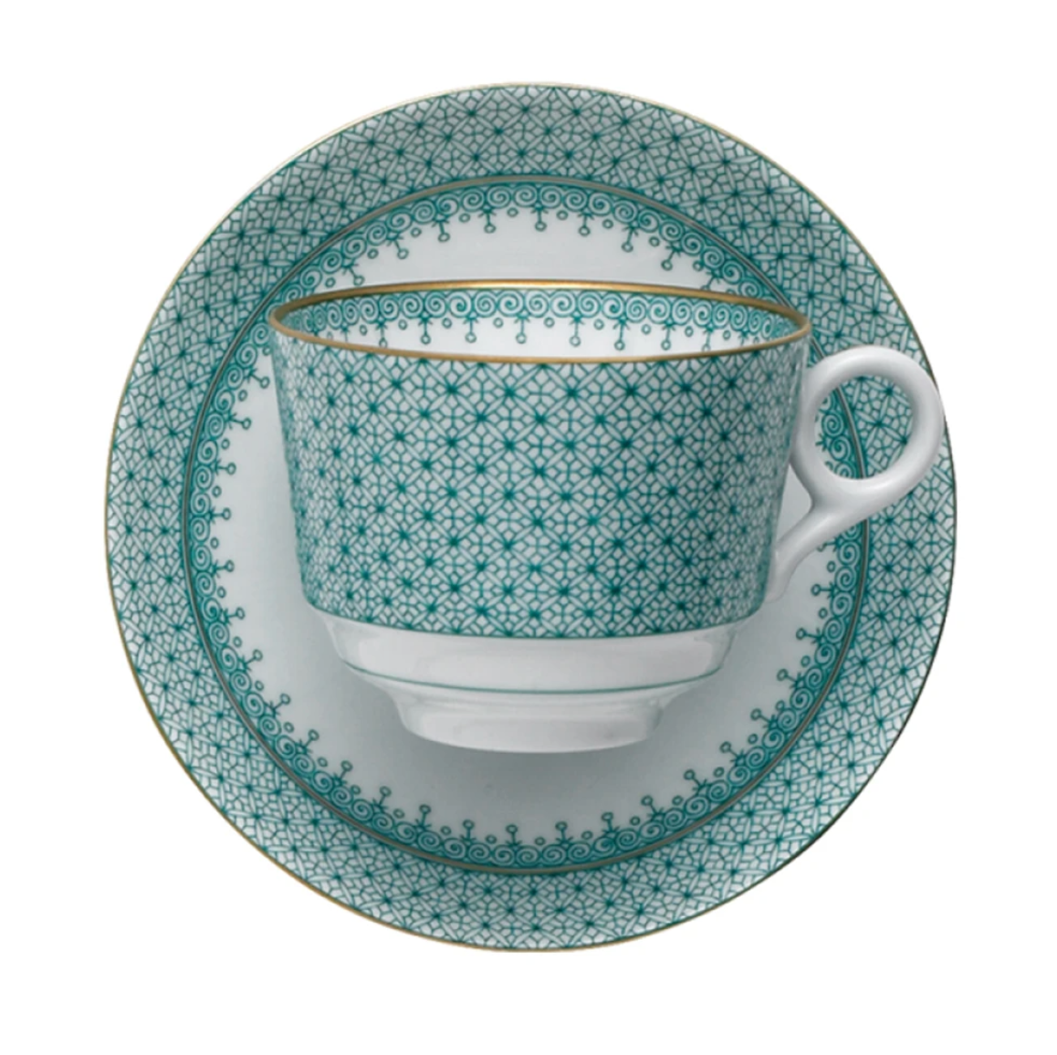 Mottahedeh Green Lace Tea Cup + Saucer | 2.75in