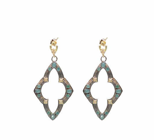 Armenta Grandidierite Diamond Scroll Drop Earrings | .079c 18k