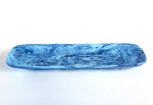 Classical Rectangle Platter | Blue Swirl