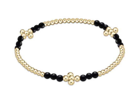 Signature Cross Gold Bliss Pattern 2.5mm Bead Bracelet | Matte Onyx