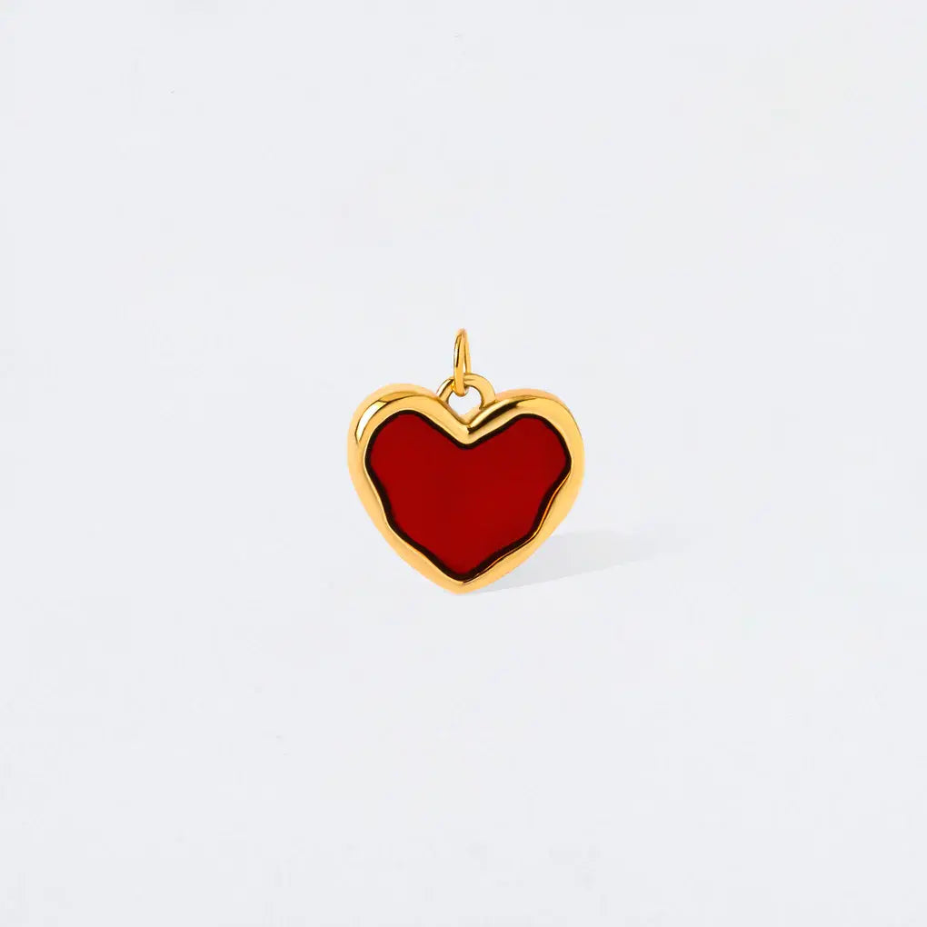 Burgundy Red Heart Charm Pendant