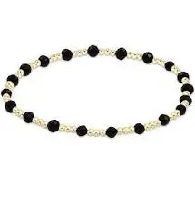 eNewton Dignity Sincerity Patten Bead Bracelet | Faceted Onyx