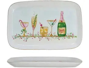 Holiday Cocktails Stoneware Platter | 15x10in