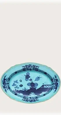 Ginori 1735 Oriente Italiano Large Flat Oval Platter | Iris Blue 15in