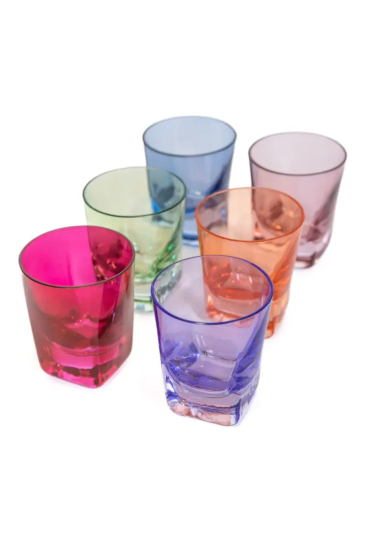 Estelle Colored Glass Shot Glass Set | Mixed Set of 6