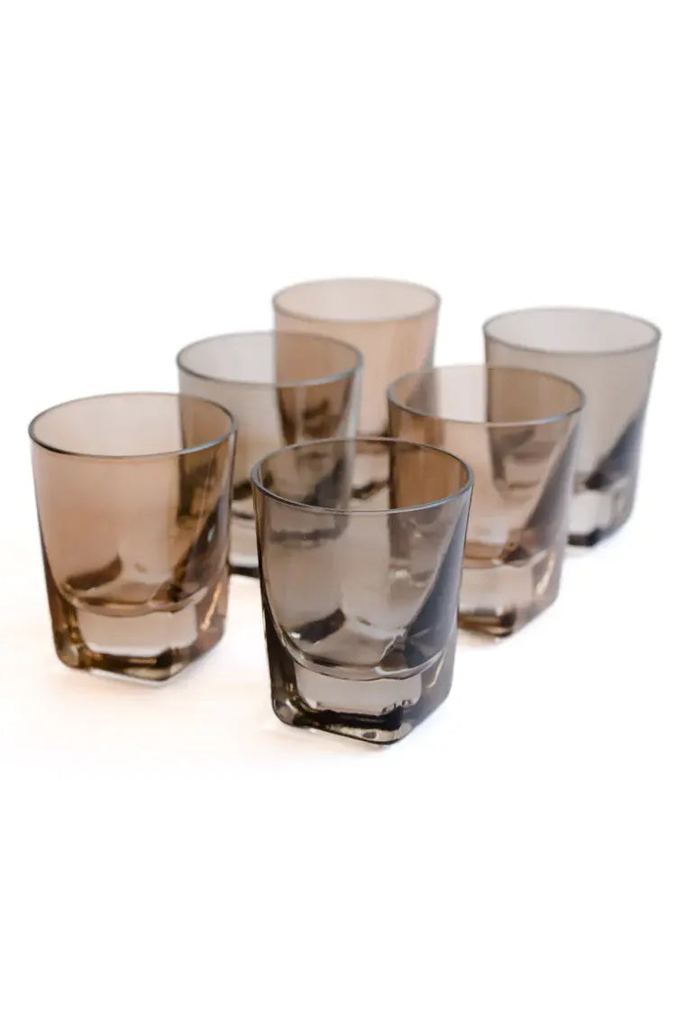Estelle Colored Glass Shot Glass Set | Smoke Mixed Set of 6