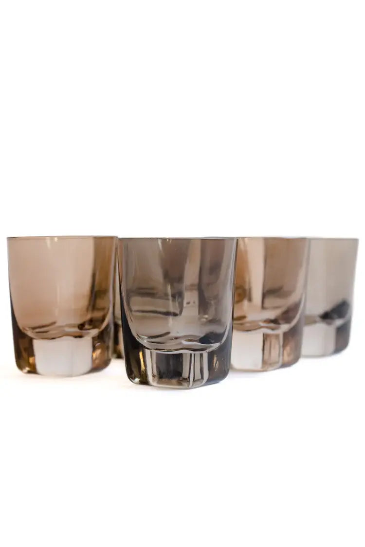 Estelle Colored Glass Shot Glass Set | Smoke Mixed Set of 6
