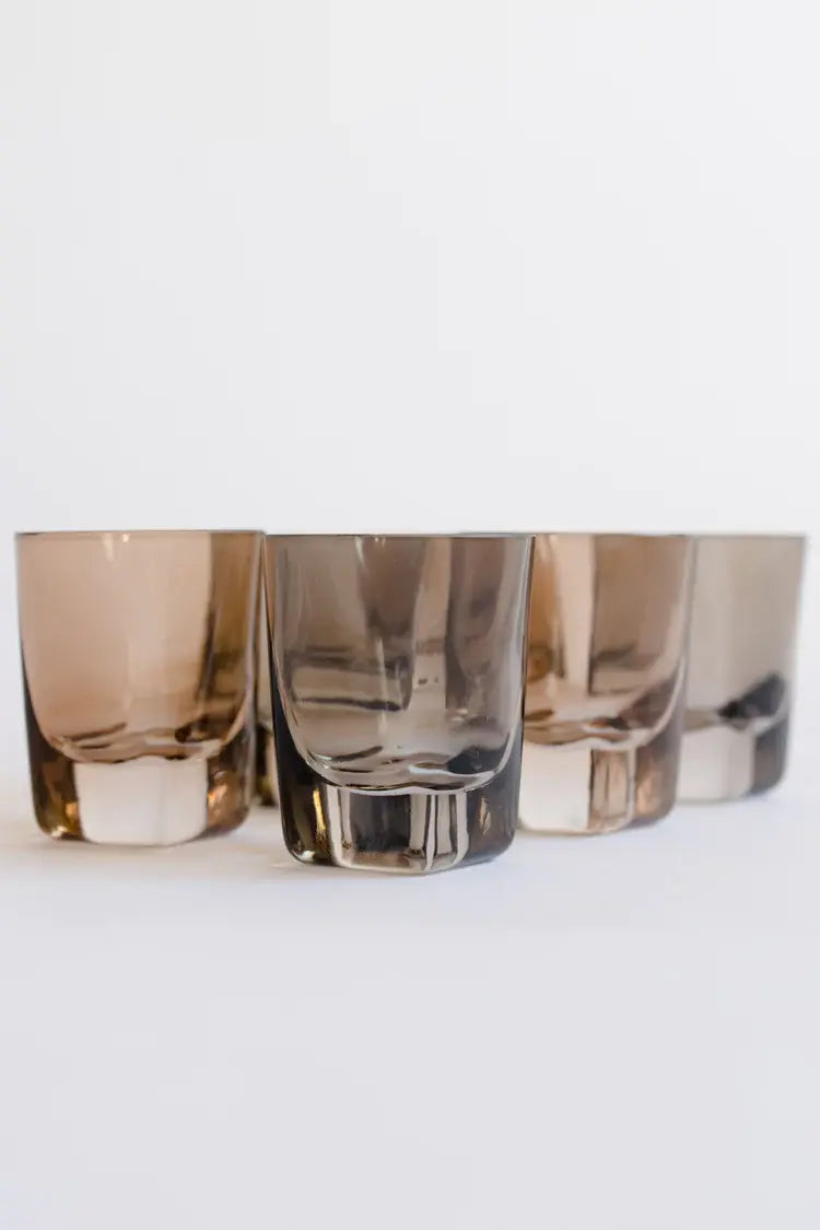Estelle Colored Glass Shot Glass Set | Smoke Mixed Set of 6