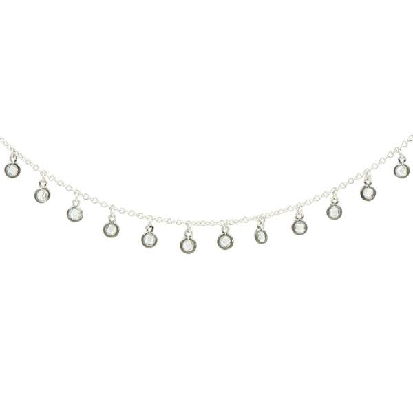 Signature Hanging Bezel Short Sterling Silver & Matte Rhodium Finish Necklace