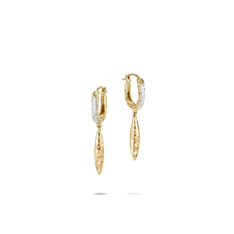 Classic Chain Spear Drop Earrings With Diamonds