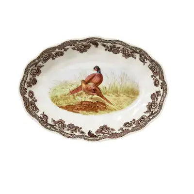 Spode Woodland Oval Fluted Dish | 14.5in Pheasant