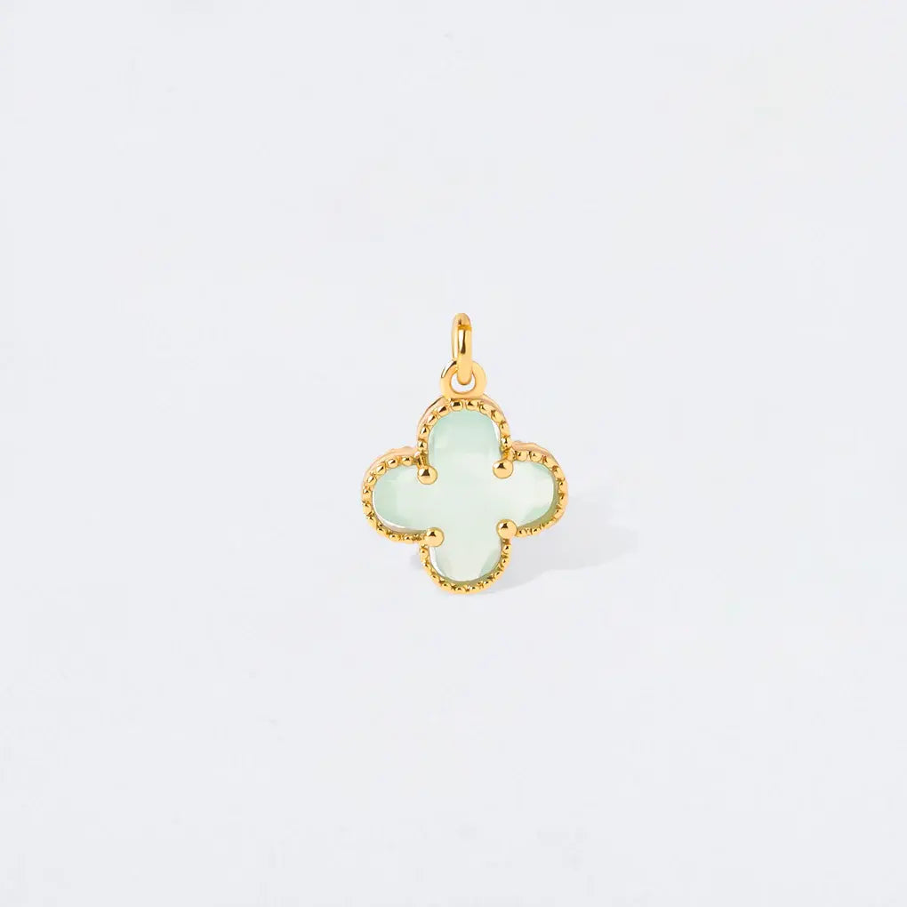 Sage Puff Clover Charm Pendant