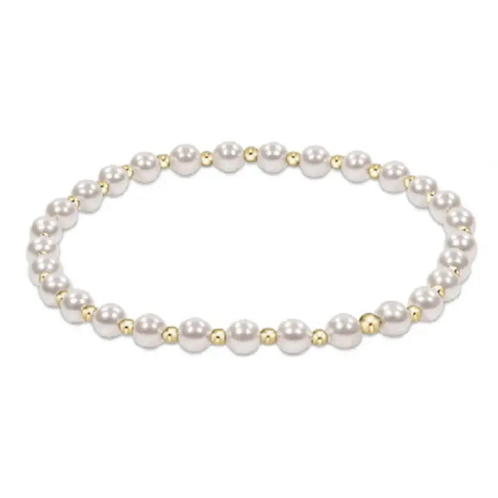 eNewton Classic Grateful Pearl + Gold Bead Bracelet | 4mm